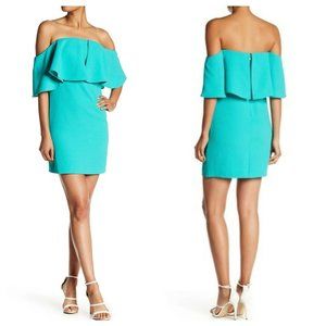 TRINA TURK Mirador Off The Shoulder Dress in Cabana Teal Size 0